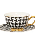 Ebony Houndstooth Teacup & Saucer