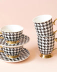 Ebony Houndstooth Teacup & Saucer_3