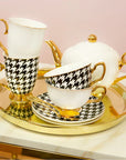 Ebony Houndstooth Teacup & Saucer_4