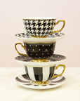 Ebony Houndstooth Teacup & Saucer_5