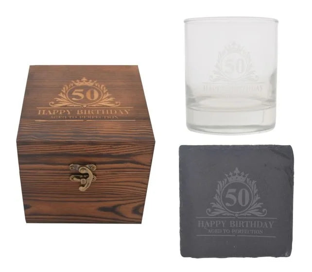 Birthday Glass &amp; Coaster Set